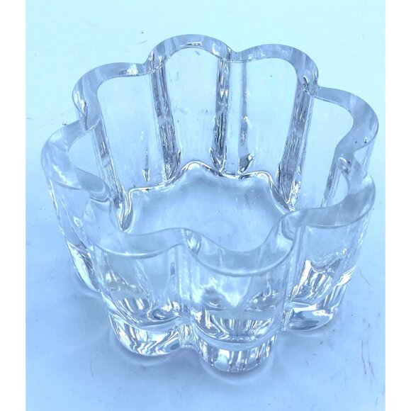 Orrefors Signed /Numbered Crystal Scalloped Flower Swedish Clear Bowl, Candy Dis - Picture 2 of 6